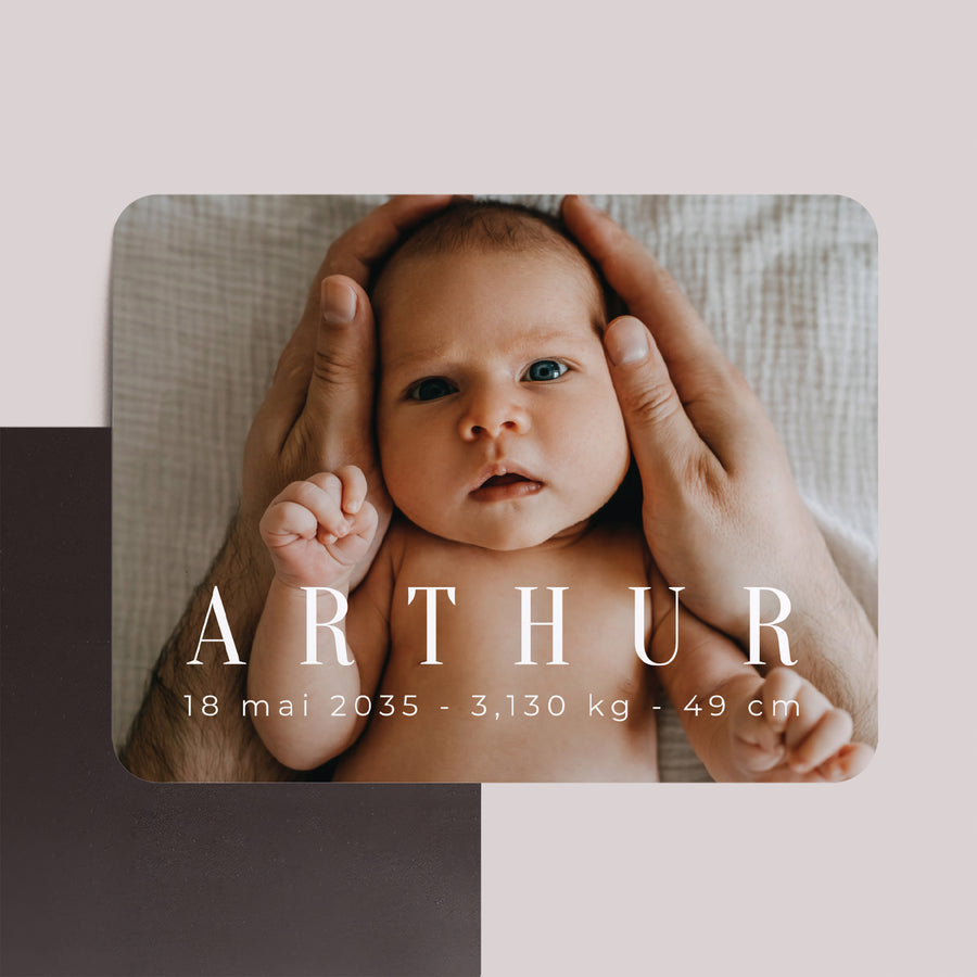 Faire-part Naissance Lot de 8, magnétique, paysage, rectangle coins arrondis Photographique Basique photo