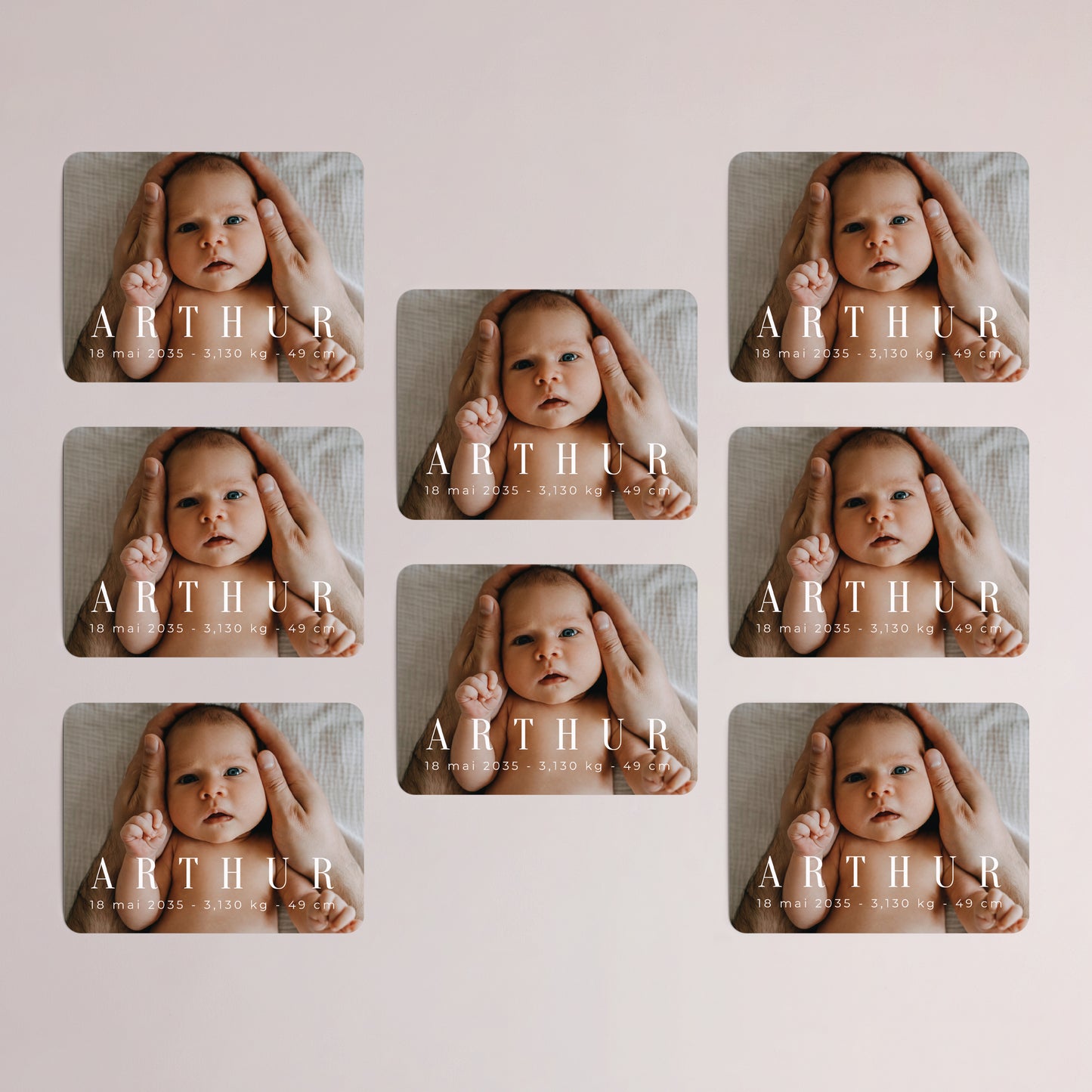 Faire-part Naissance Lot de 8, magnétique, paysage, rectangle coins arrondis Photographique Basique photo N° 3