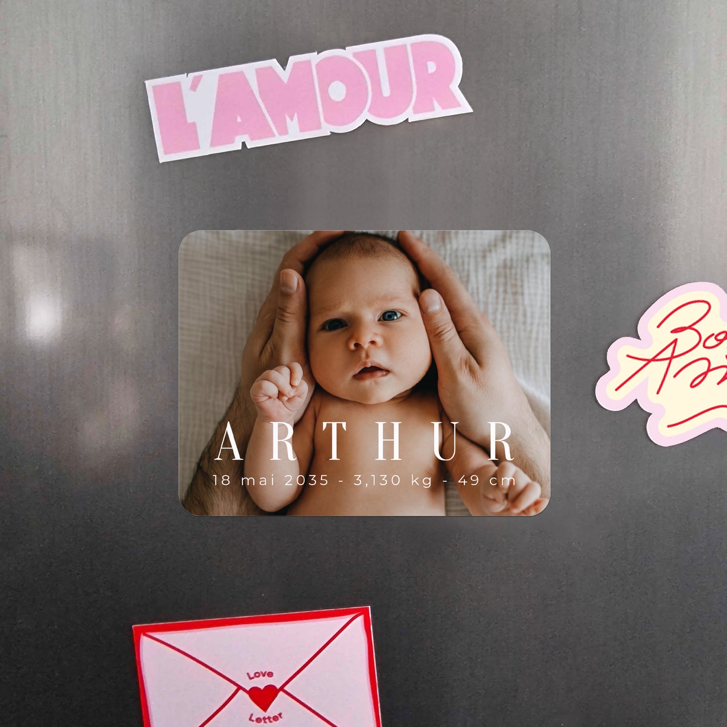 Faire-part Naissance Lot de 8, magnétique, paysage, rectangle coins arrondis Photographique Basique photo N° 4