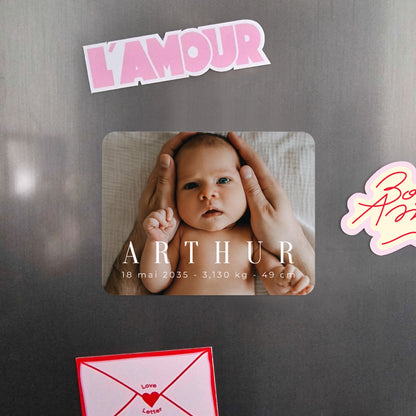 Faire-part Naissance Lot de 8, magnétique, paysage, rectangle coins arrondis Photographique Basique photo N° 4