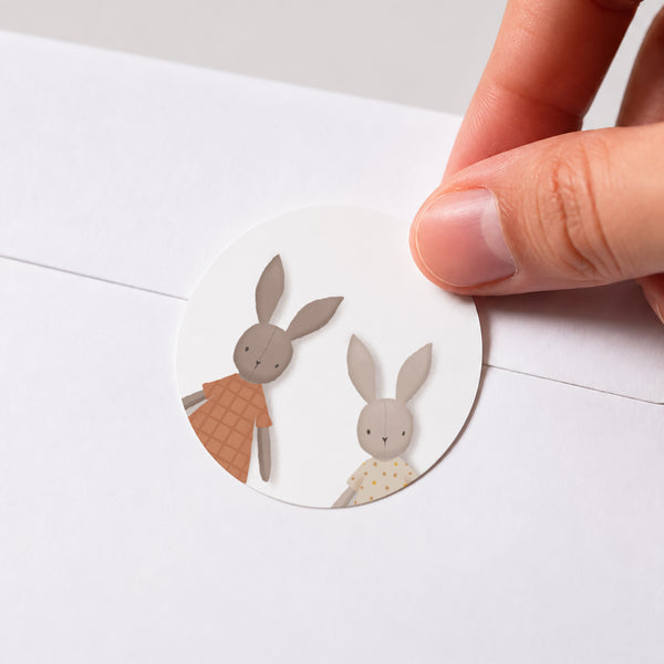 Sticker Naissance Rond Lapin Duo photo
