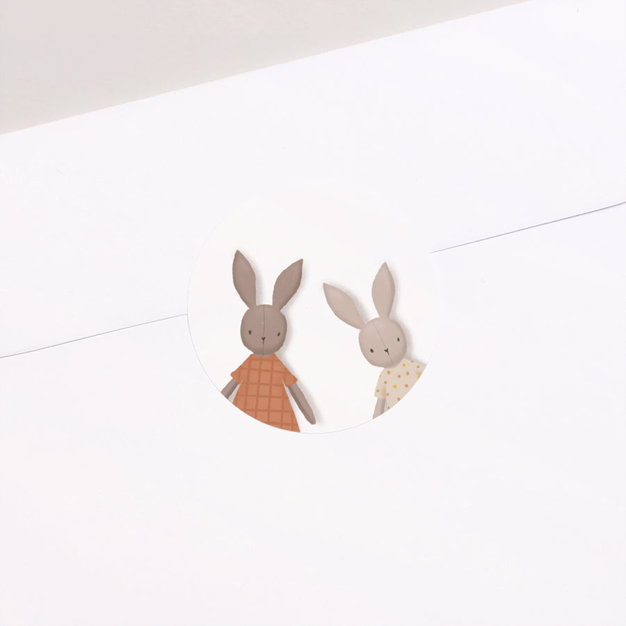 Sticker Naissance Rond Lapin Duo photo