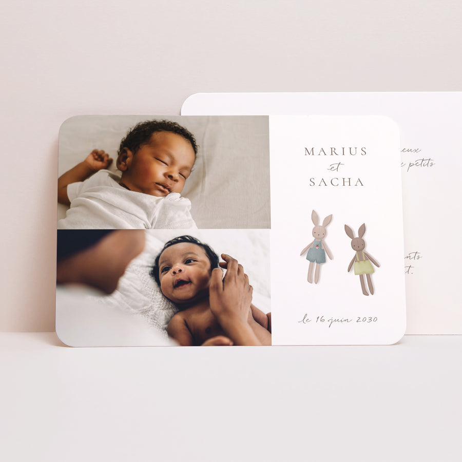 Faire-part Naissance Paysage, bords arrondis Llittle Bunnies photo