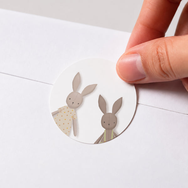 Sticker Naissance Rond Mon doudou Lapin Vert et Rose photo