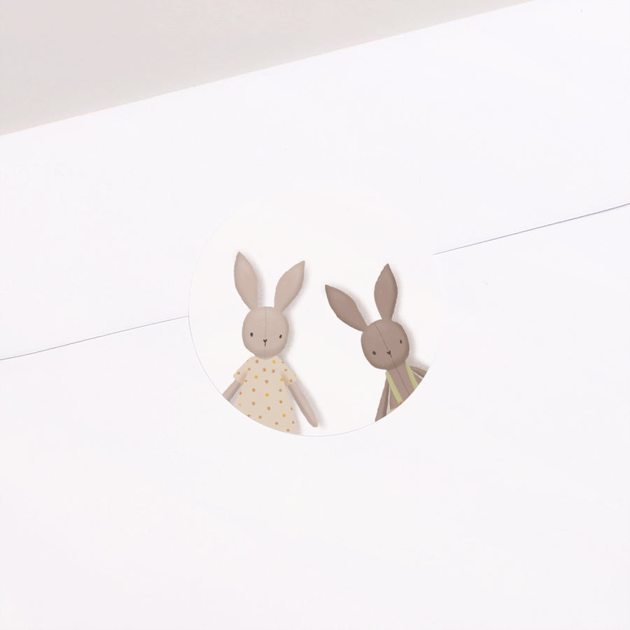 Sticker Naissance Rond Mon doudou Lapin Vert et Rose photo