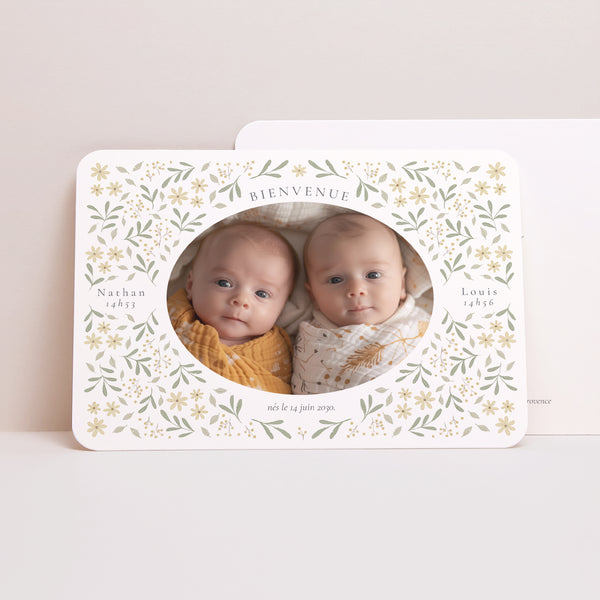 Faire-part Naissance Paysage, bords arrondis Liberty Twins photo
