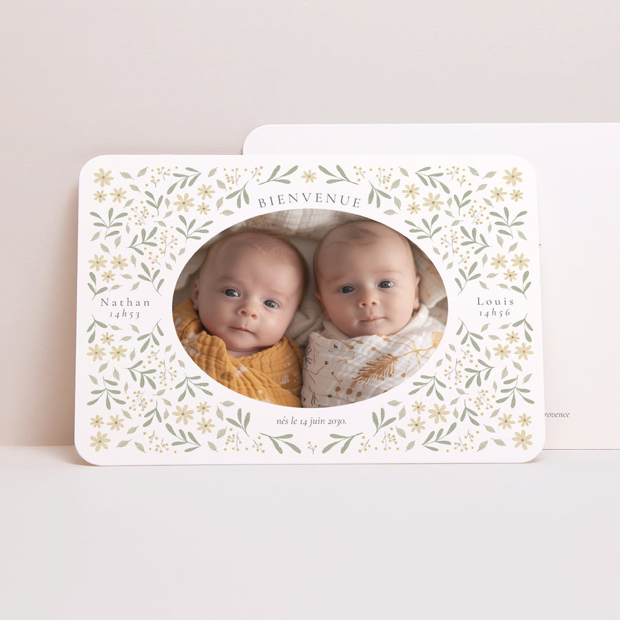 Faire-part Naissance Paysage, bords arrondis Liberty Twins photo