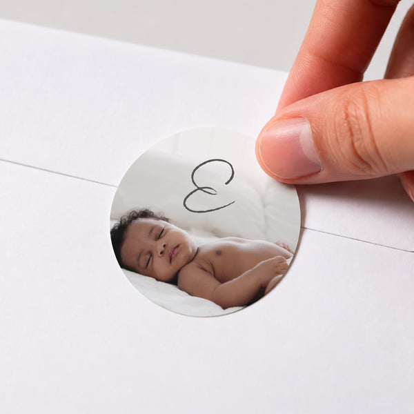Sticker Naissance Rond Photo Biscuit photo