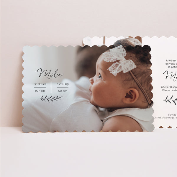Faire-part Naissance Paysage, bords biscuit Croque-moi de bisous photo