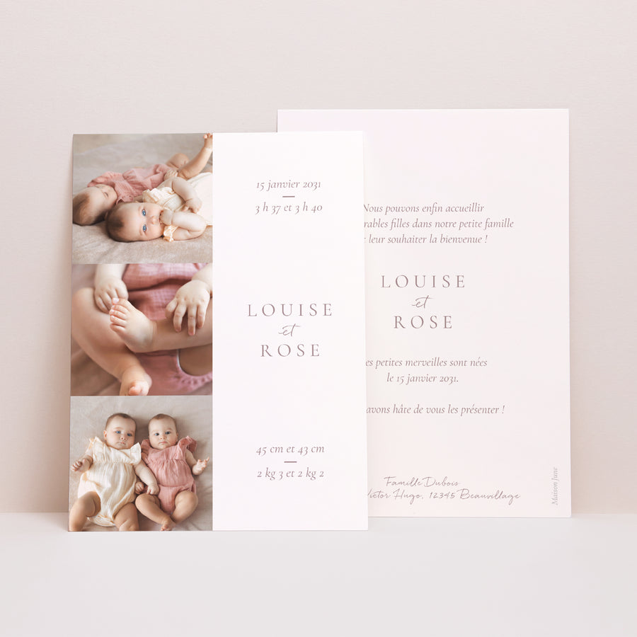 Faire-part Naissance Portrait Trio de photos photo