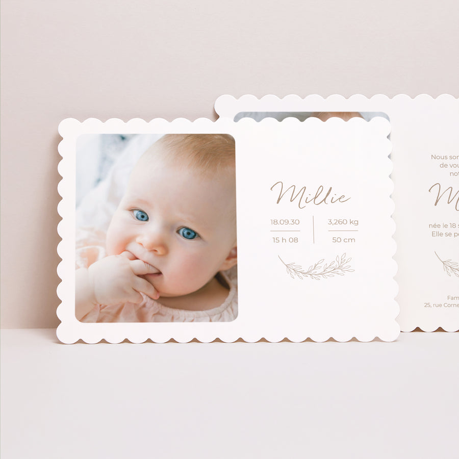 Faire-part Naissance Paysage, bords biscuit Petit biscuit photo