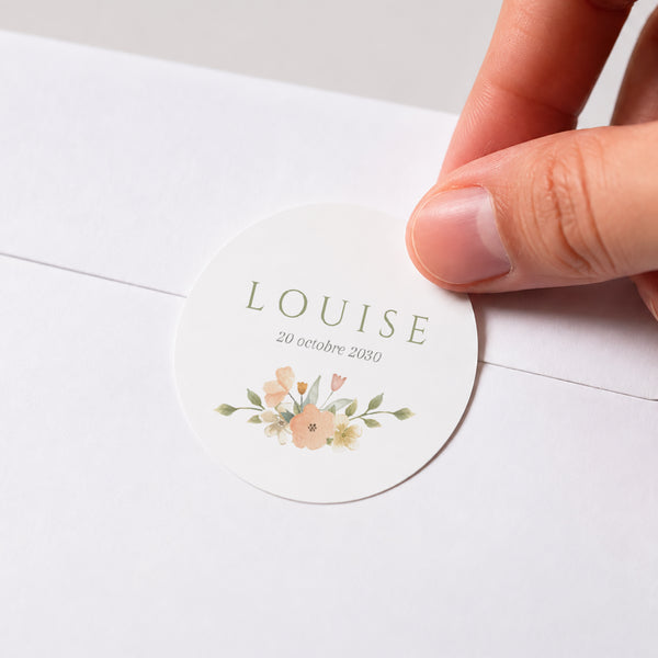 Sticker Naissance Rond Jolies fleurs photo
