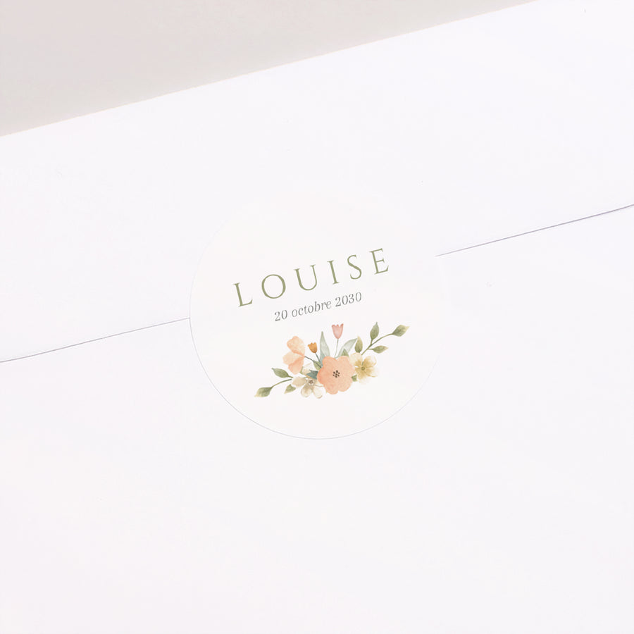 Sticker Naissance Rond Jolies fleurs photo