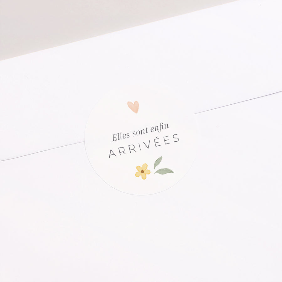 Sticker Naissance Rond Liberty Jumelles photo