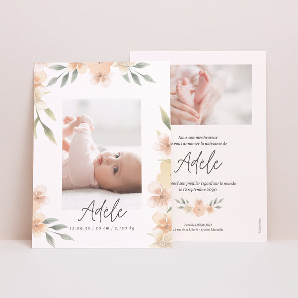 Faire-part Naissance Portrait Ancolie photo