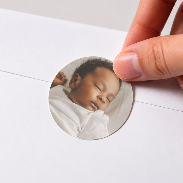 Sticker Naissance Rond Blanc intemporel photo