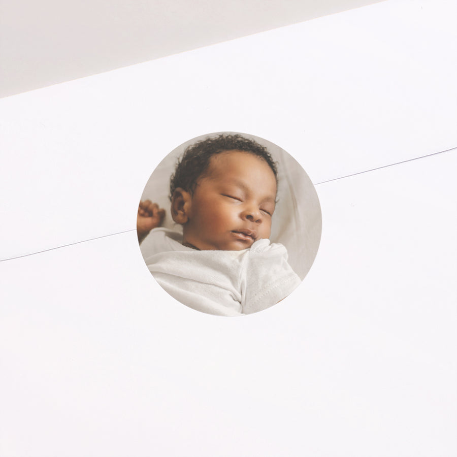 Sticker Naissance Rond Blanc intemporel photo