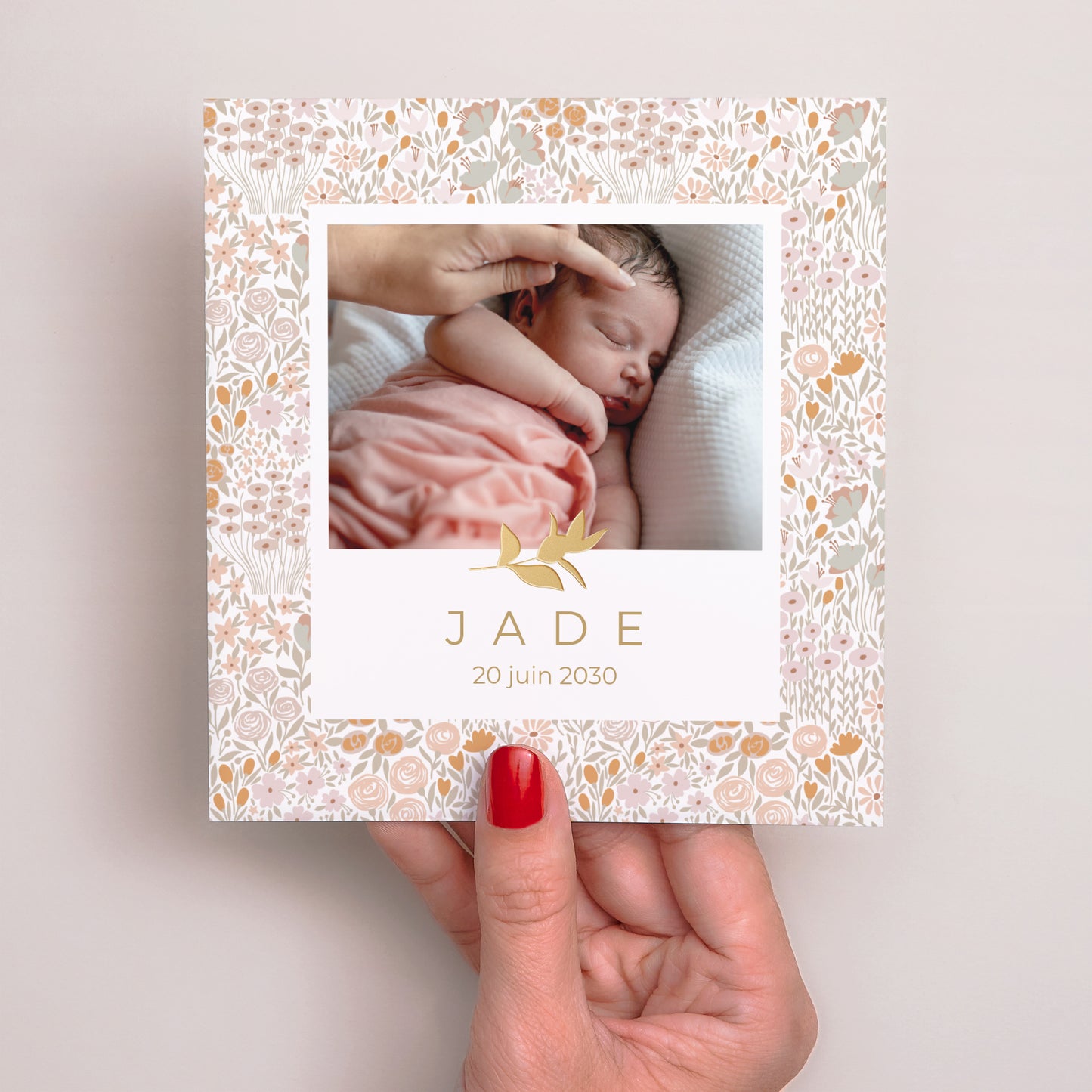 Faire-part Naissance Carré Liberty Flowers photo N° 2