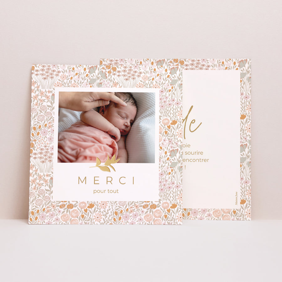 Remerciements Naissance Carré Liberty Flowers photo