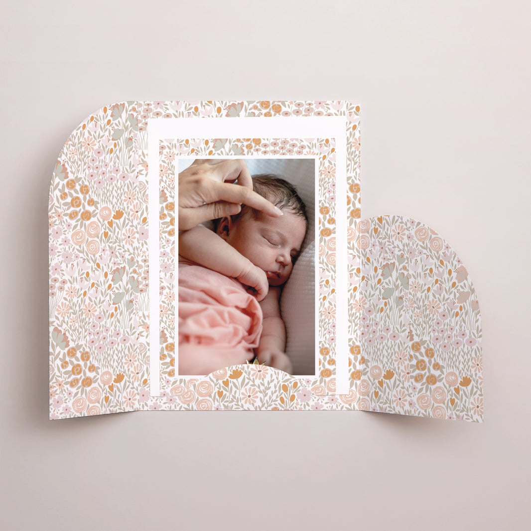 Faire-part Naissance Pochette 2 cartes Liberty Flowers photo N° 3