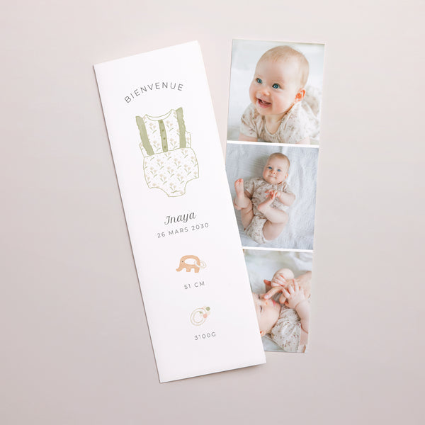 Faire-part Naissance Marque-page photo Trousseau fille photo