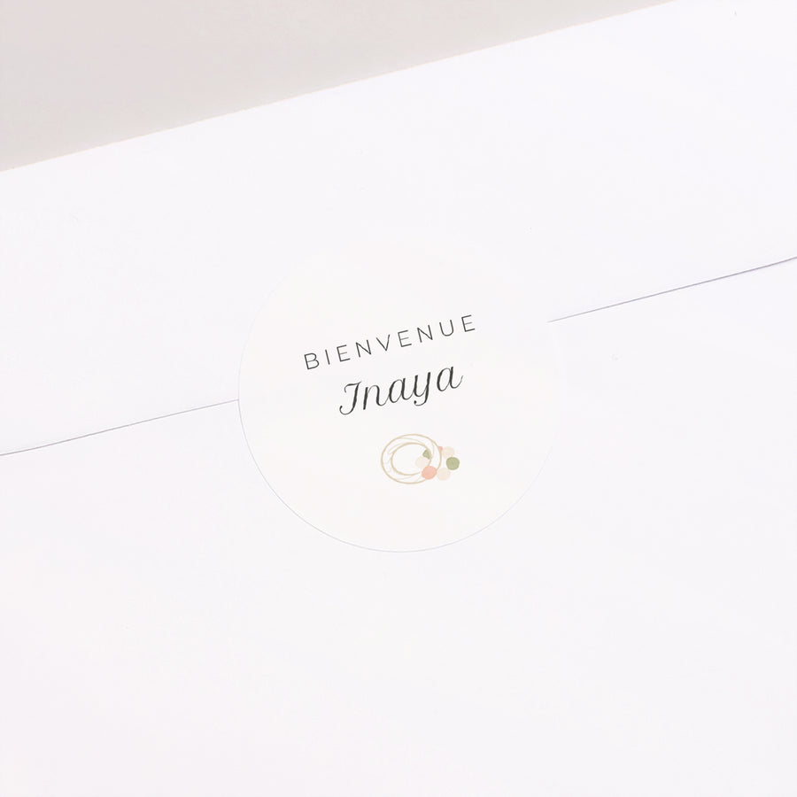 Sticker Naissance Rond Trousseau fille photo