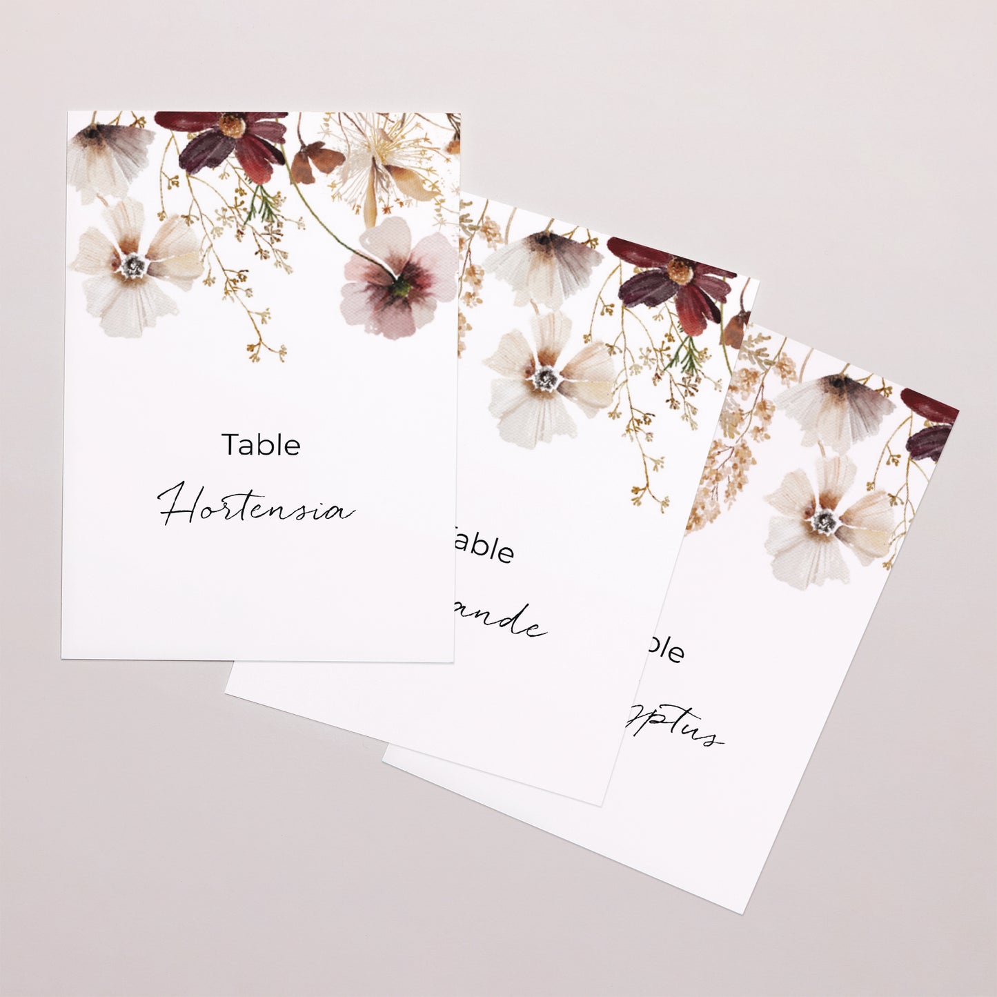 Marque table Mariage Rectangle Fleurs séchées des prés photo N° 1
