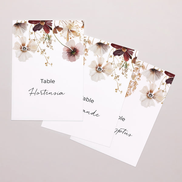 Marque table Mariage Rectangle Fleurs séchées des prés photo