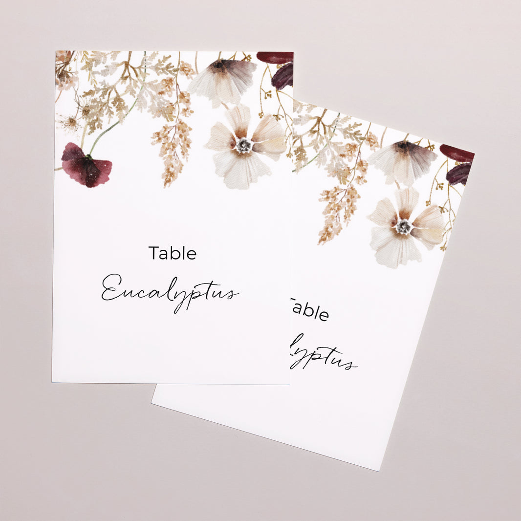 Marque table Mariage Rectangle fleurs séchées des prés photo N° 2