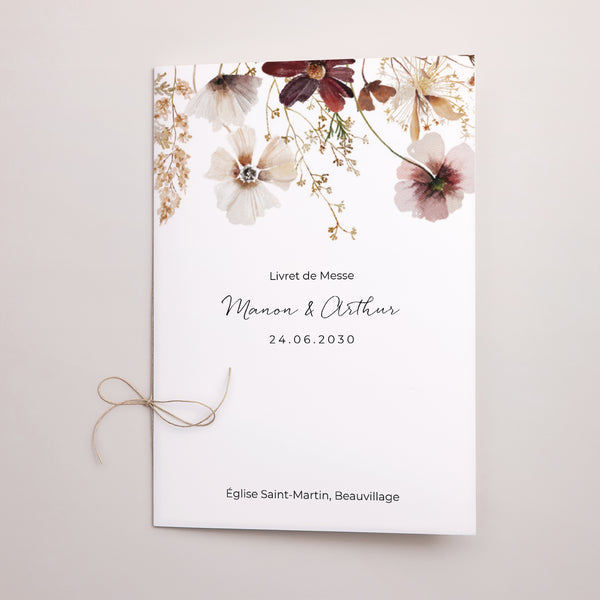 Livret de messe Mariage Double volet Fleurs séchées des prés photo