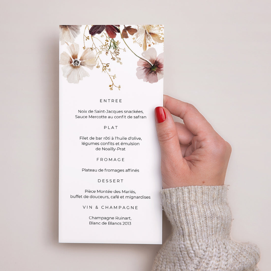 Menu Mariage Panoramique portrait fleurs séchées des prés photo N° 3