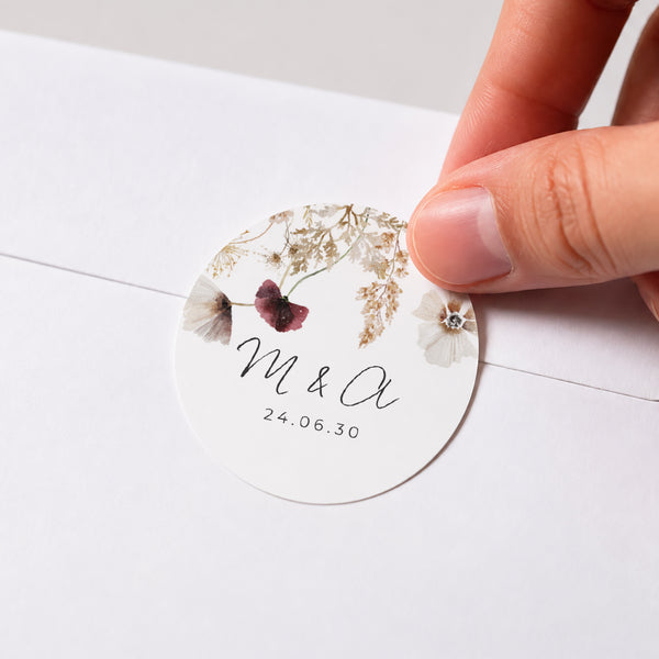 Sticker Mariage Rond Fleurs séchées des prés photo