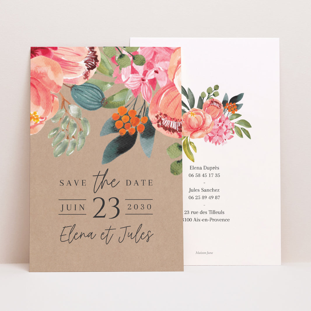 Save the date Mariage Portrait Pop's Flowers photo N° 1