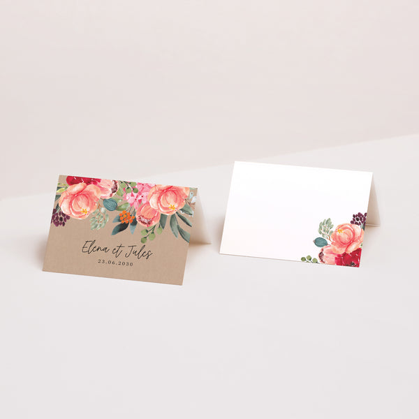 Marque-place Mariage 2 volets Pop's Flowers photo