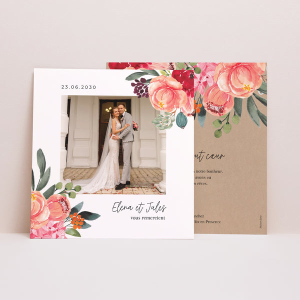 Remerciements Mariage Carré Pop's Flowers photo