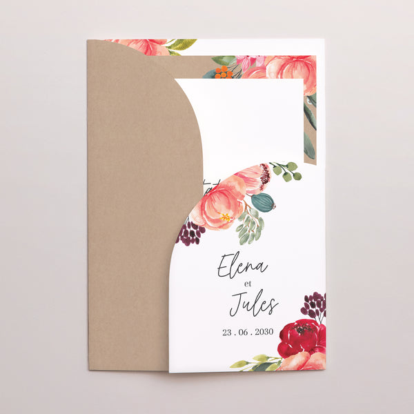 Faire-part Mariage Pochette 2 cartes Pop's Flowers photo