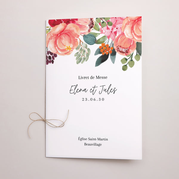 Livret de messe Mariage Double volet Pop's Flowers photo