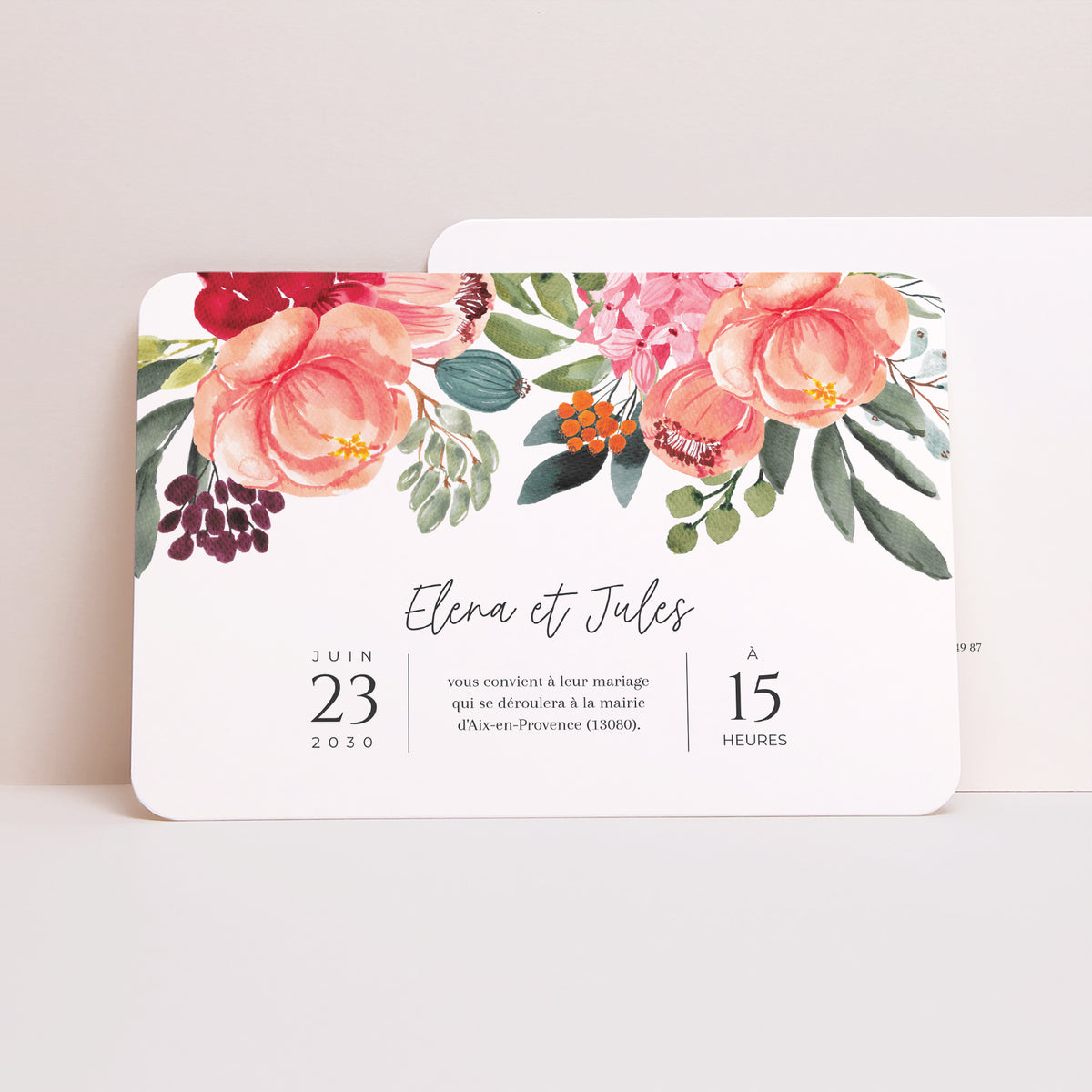Faire-part Mariage Paysage, bords arrondis Pop's Flowers photo