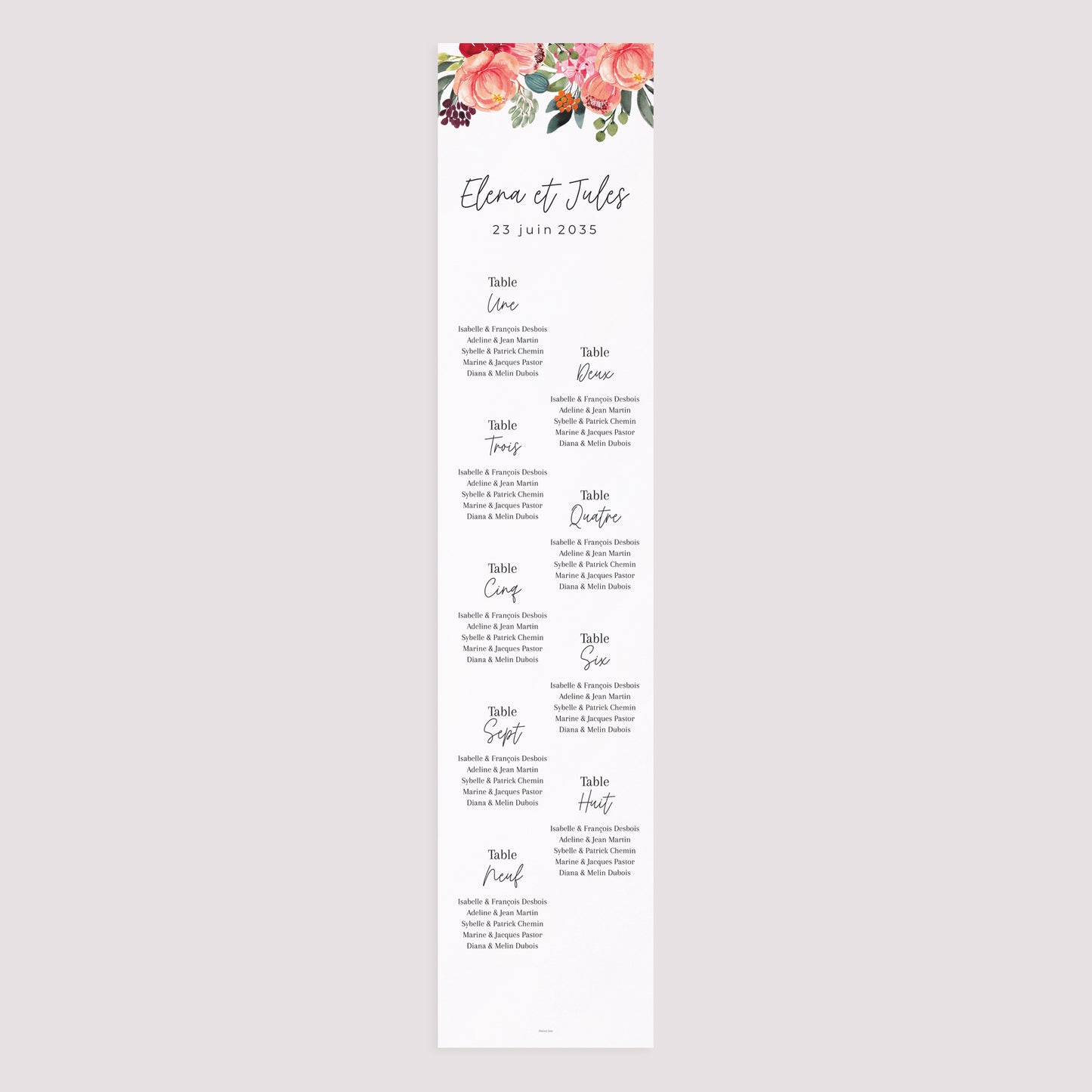 Plan de table Mariage Papier Pop's Flowers photo N° 3