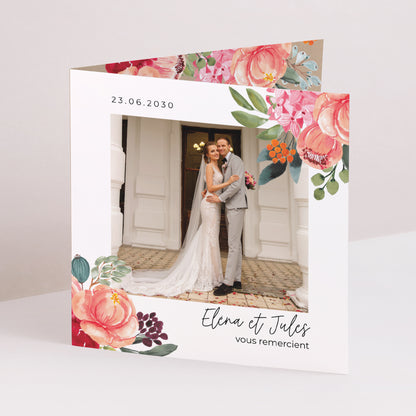 Remerciements Mariage Carré double volet Pop's Flowers photo N° 1