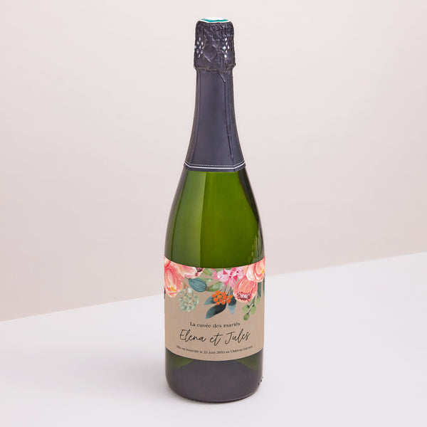 Etiquette bouteille Mariage Paysage Pop's Flowers photo