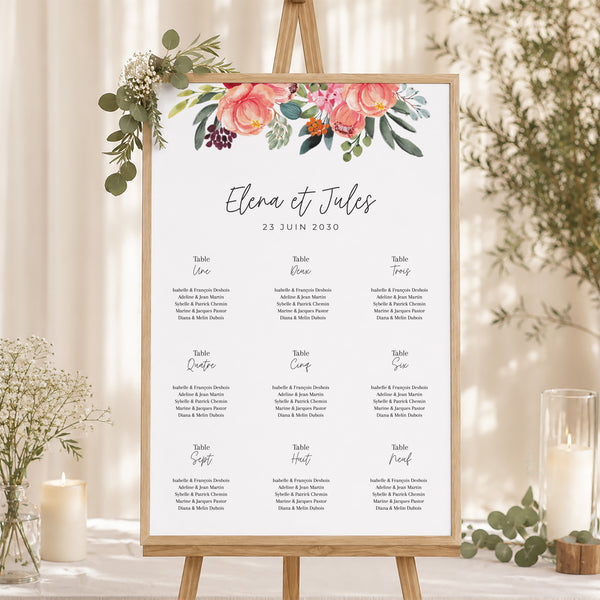 Plan de table Mariage Portrait 60 x 90 cm Pop's Flowers photo