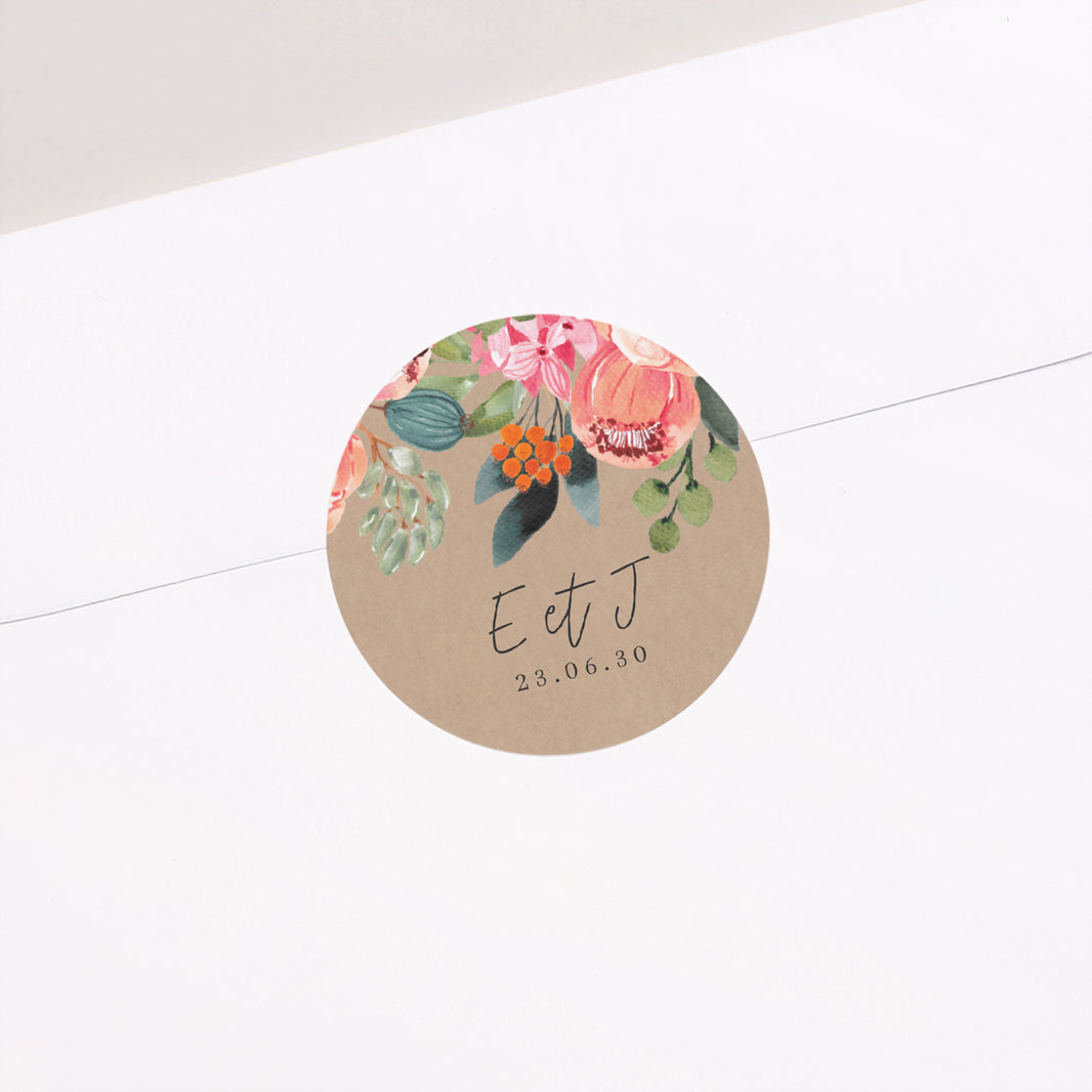 Sticker Mariage Rond Pop's Flowers photo N° 1