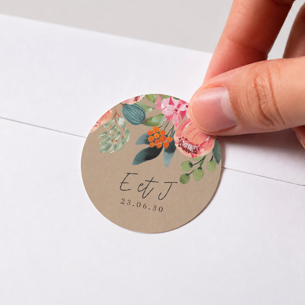 Sticker Mariage Rond Pop's Flowers photo