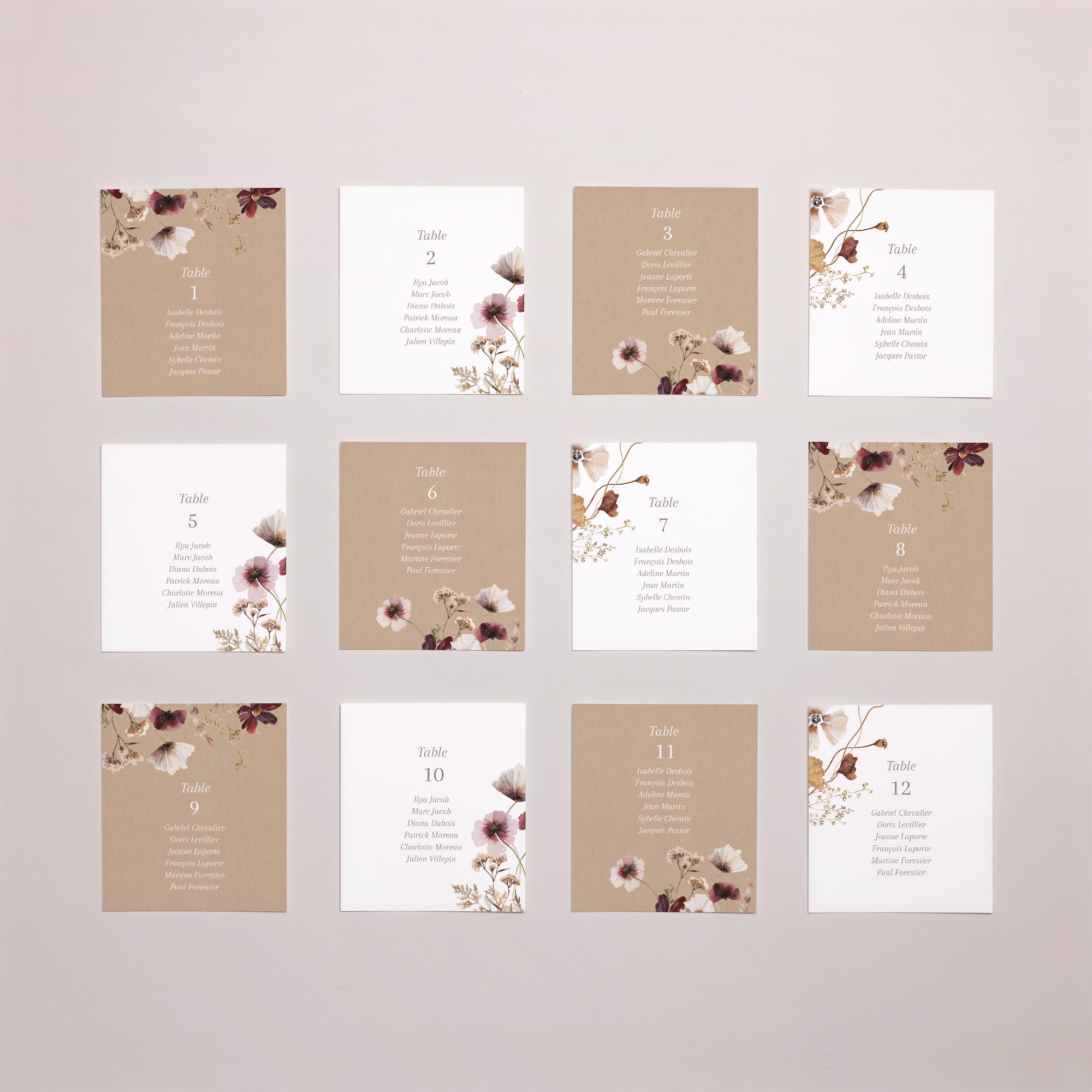 Plan de table Mariage Lot de 12 Fleurs Séchées des Prés II photo N° 1