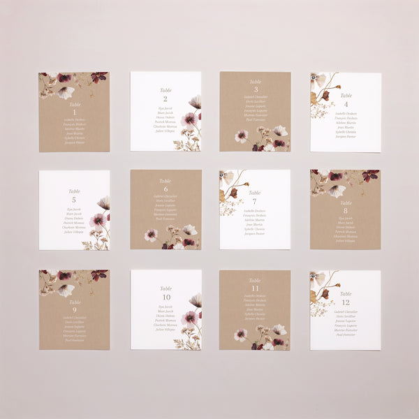 Plan de table Mariage Lot de 12 Fleurs Séchées des Prés II photo