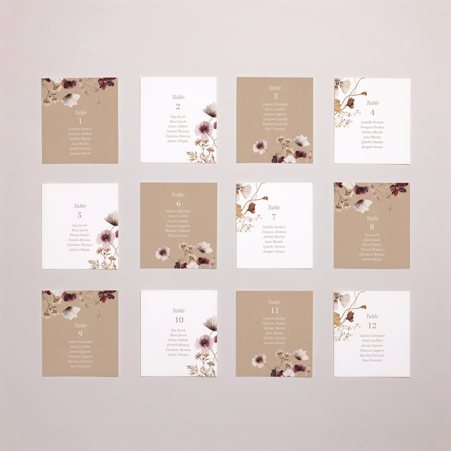 Plan de table Mariage Lot de 12 Fleurs séchées des prés II photo
