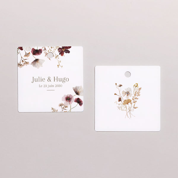 Etiquette perforée Mariage Carrée Fleurs Séchées des Prés II photo
