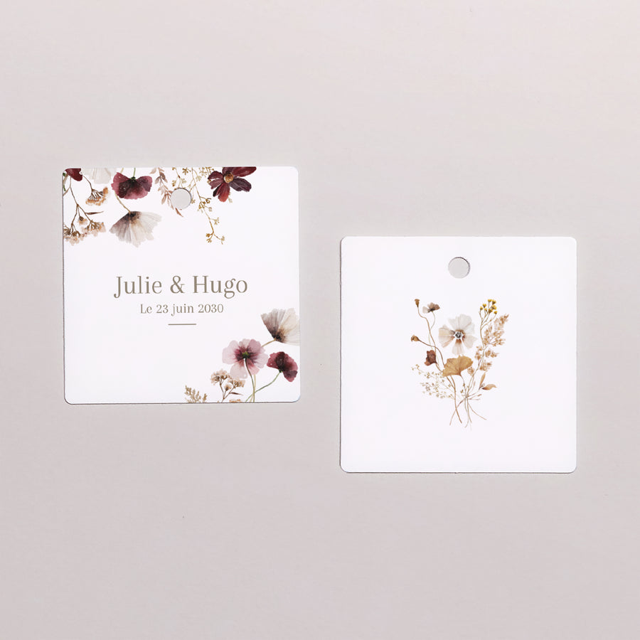 Etiquette perforée Mariage Carrée Fleurs séchées des prés II photo