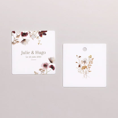Boîte à dragées Mariage boule avec étiquette carrée Fleurs séchées des prés II photo N° 3